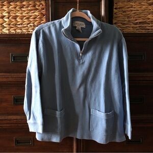 Vintage Jones Wear cornflower blue cotton pull over 1/4 zip sweater in size M